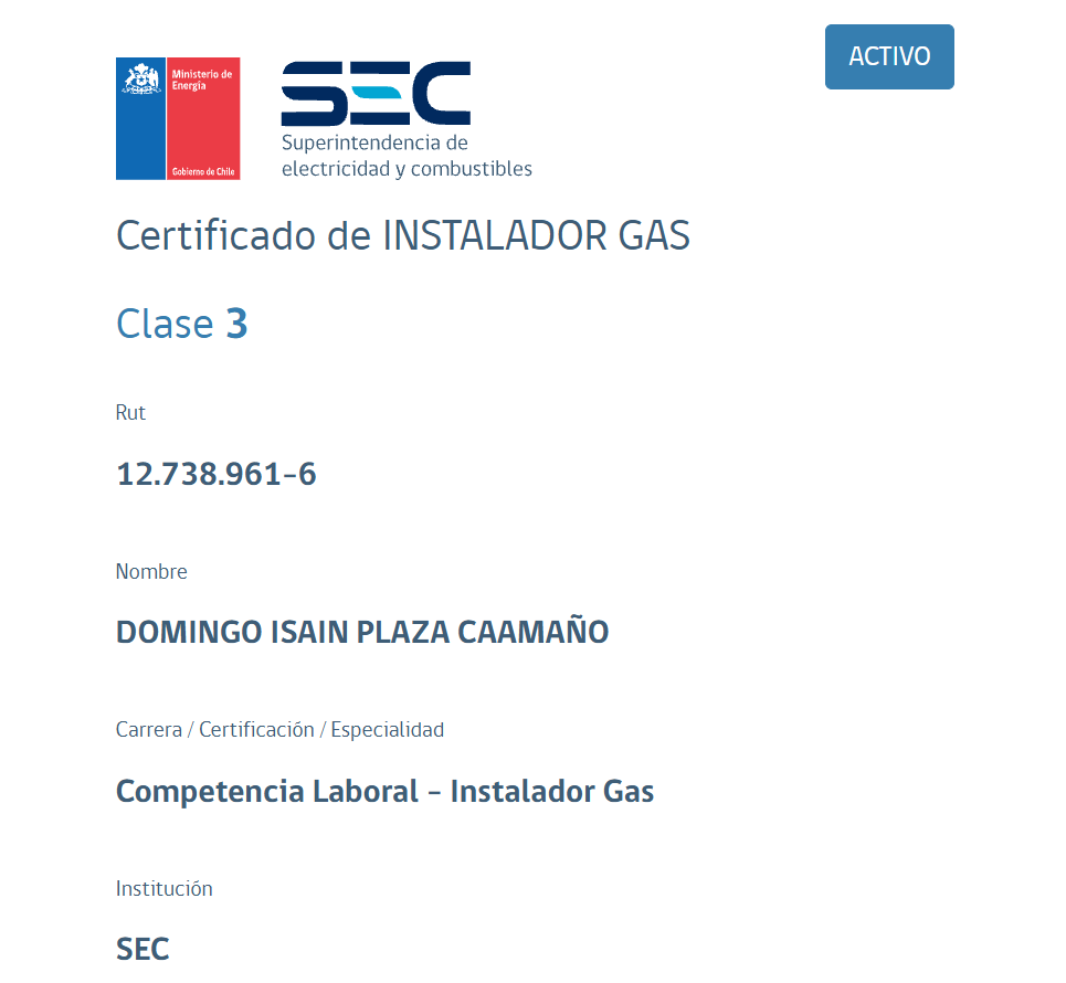 Licencia SEC Domingo Isain