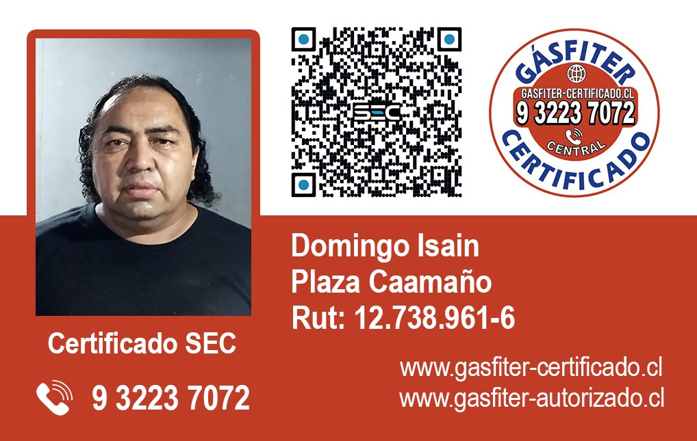 Domingo Isain - Gasfiter Certificado SEC
